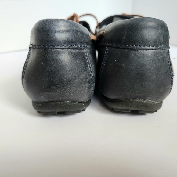 Eddie Bauer Womens Navy Leather Loafers with Brown Ties Sz 10 - Picture 5 of 8